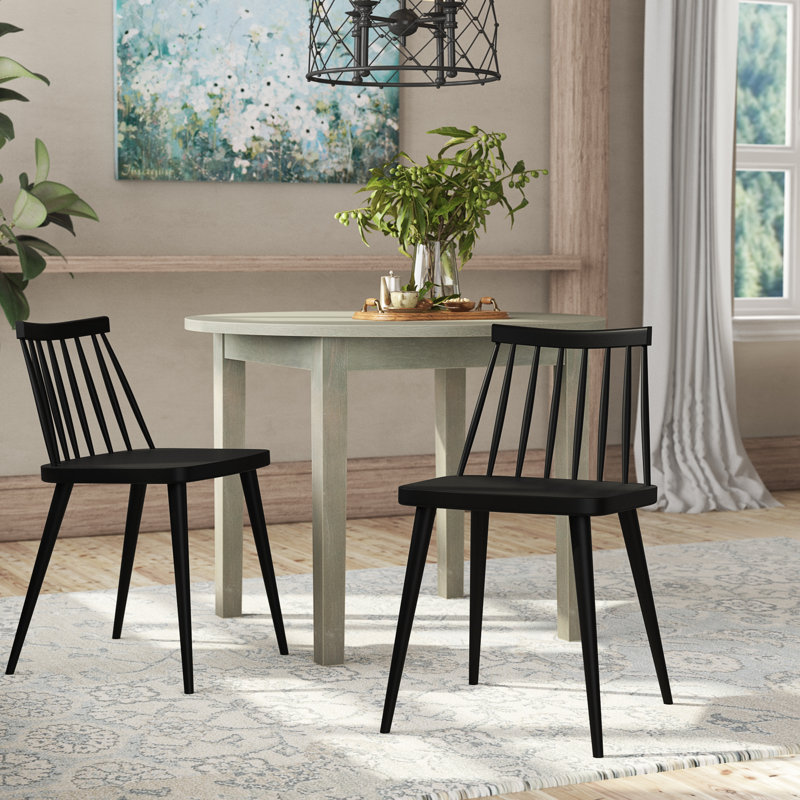Osblek Farmhouse Polypropylene Spindle-Back Dining Chairs, Black