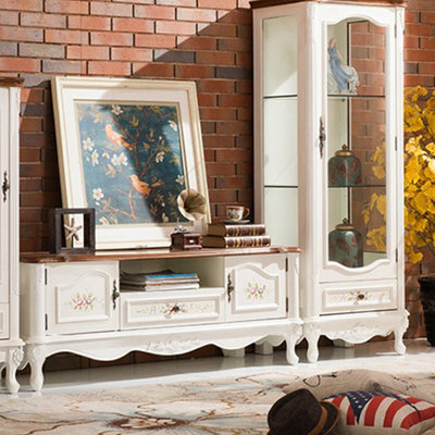 Natural wood grain TV cabinet retro