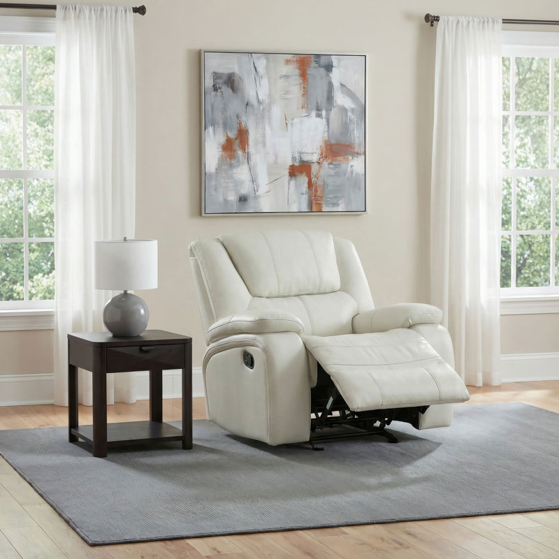 Camila Upholstered Glider Recliner Chair White, White