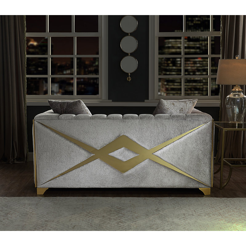 Ensemble de salon moderne 2 pièces Velencia, Argent argent