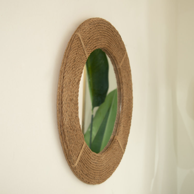Miroir rond en chanvre tissé à la main