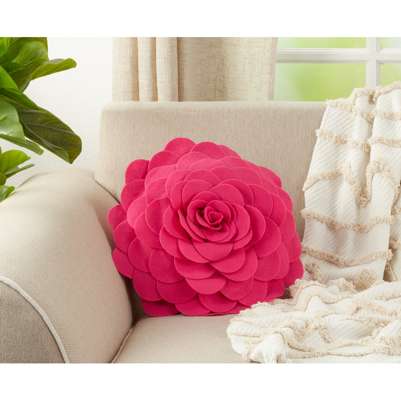 Felt Collection Appliqued Throw Pillow, Fuchsia, 13" H x 13" W