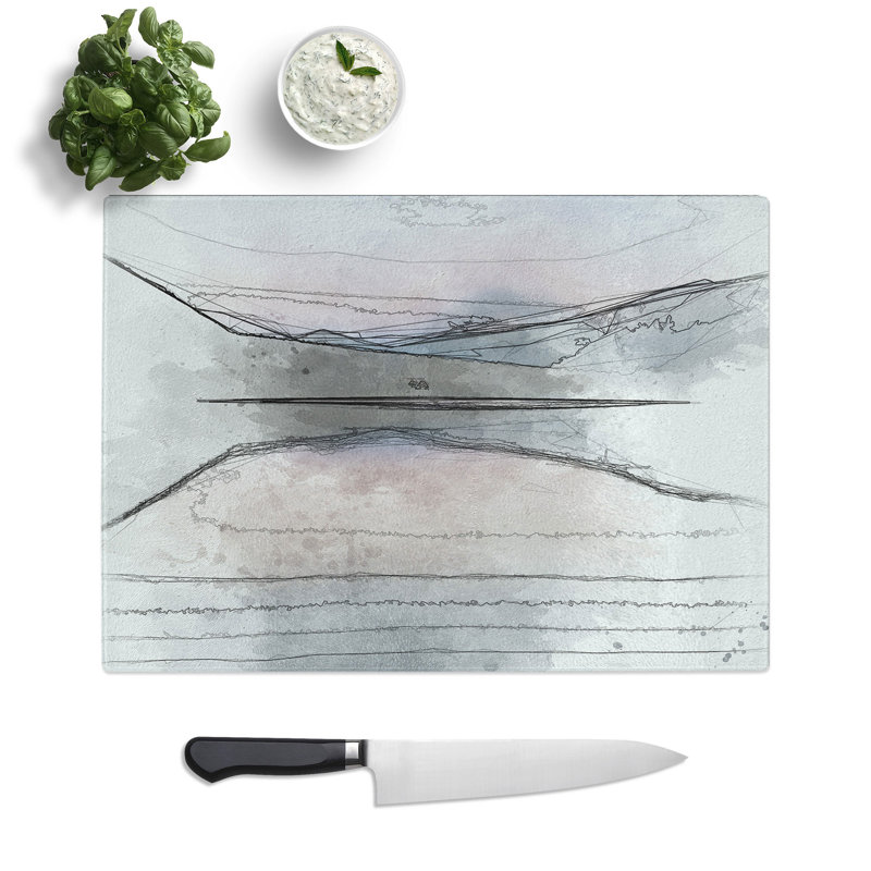 Tempered Glass Italian Lake Chopping Board, 20 cm x 28.5 cm