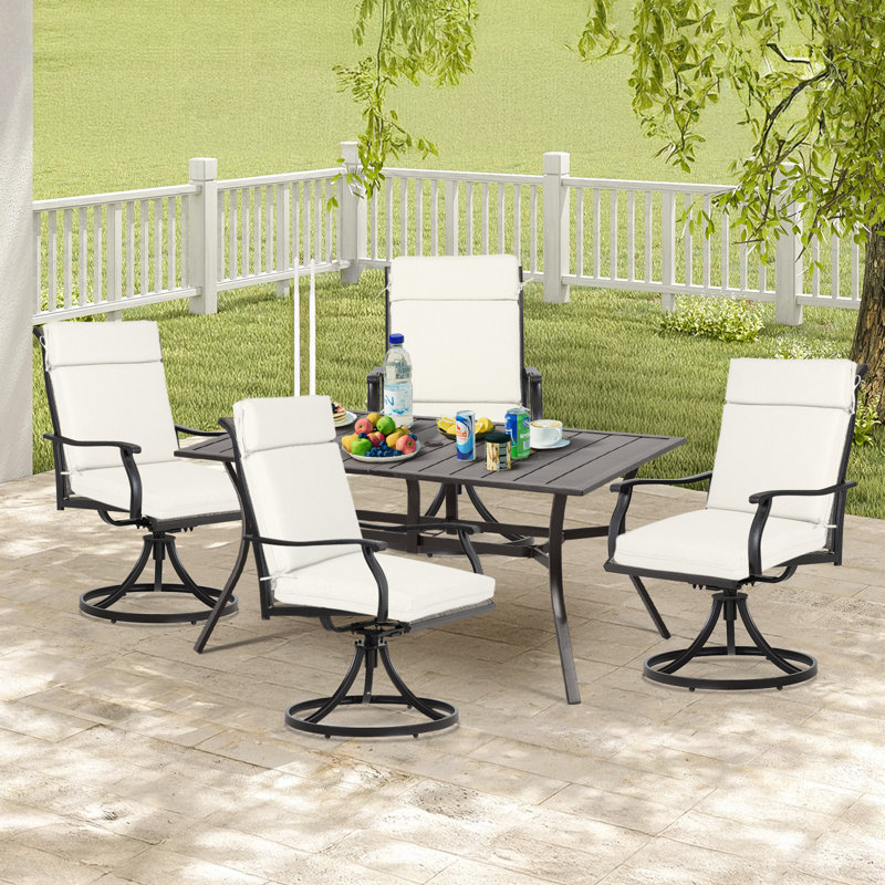 Outdoor High Back Chair Cushion Set of 4, 20" W x 17" D, Ivory