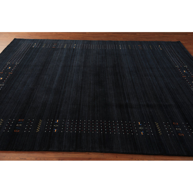 Tapis oriental bleu marine foncé fait à la main Gabbeh