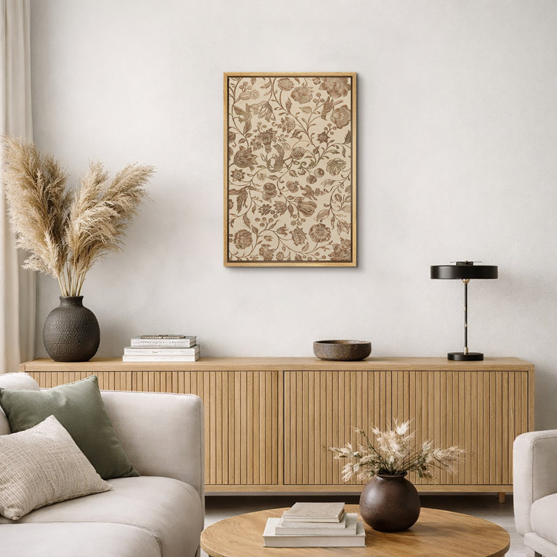Abstract Botanical Wildflower Botanical Flower Artwork, Illustration Mid Century Modern Farmhouse Wall Pictures, Giclee Canvas Digital Print Framed Wall Art