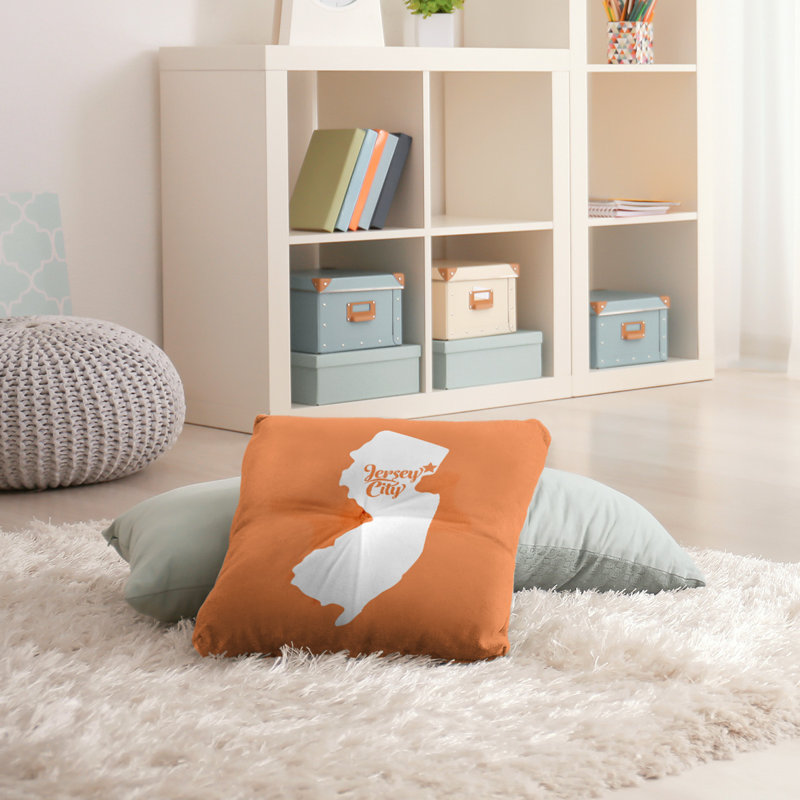 Coussin de plancher touffeté, 30 po x 30 po, Orange, Jersey City