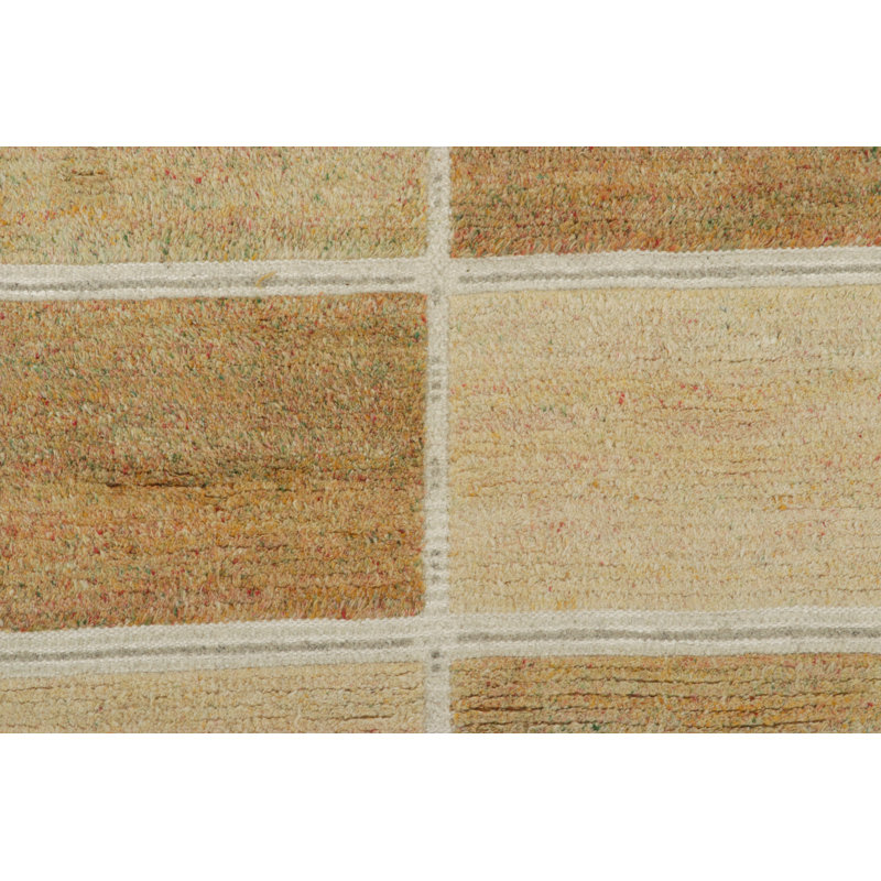 Rug & Kilim’S Scandinavian Style Rug, Beige-Brown With Square Geometric Patterns