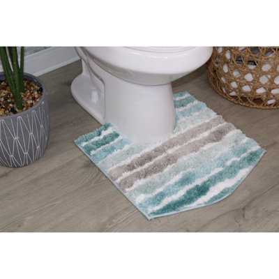 Tapis de toilette de luxe en forme de U 20 x 20, tapis de salle de bain en microfibre très doux et absorbant, tapis de bain moelleux antidérapant, lavage en machine à sec, tapis de salle de bain contour pour base de toilette, turquoise