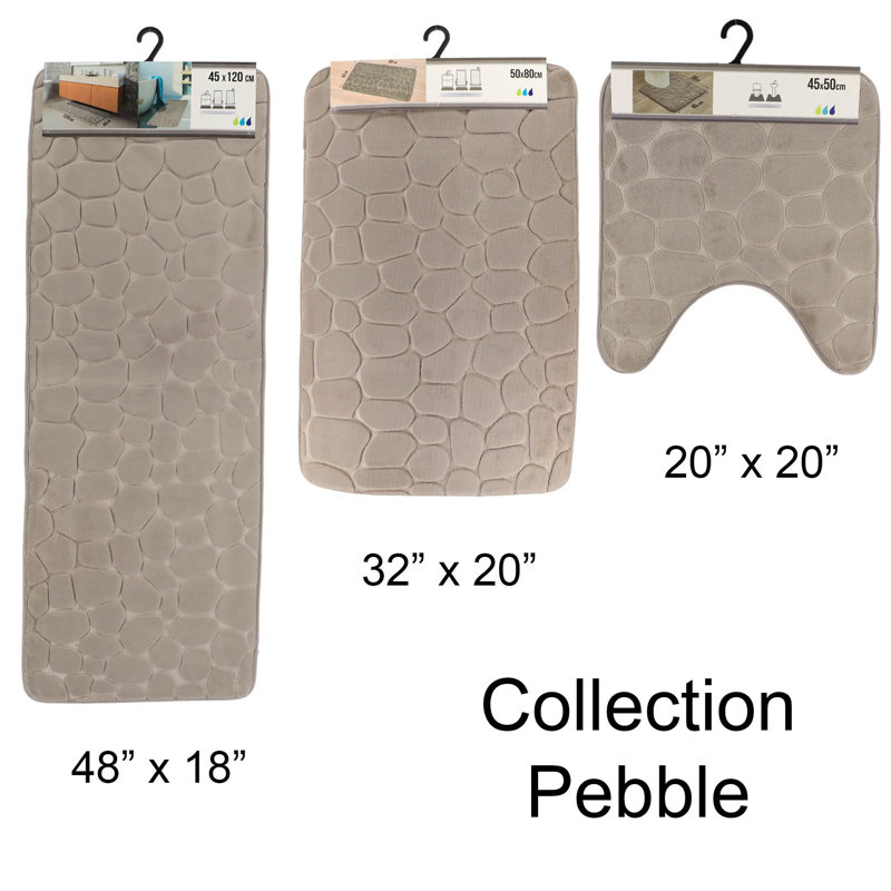 Taupe Memory Foam U-Shaped Contour Bath Rug with Pebble Design