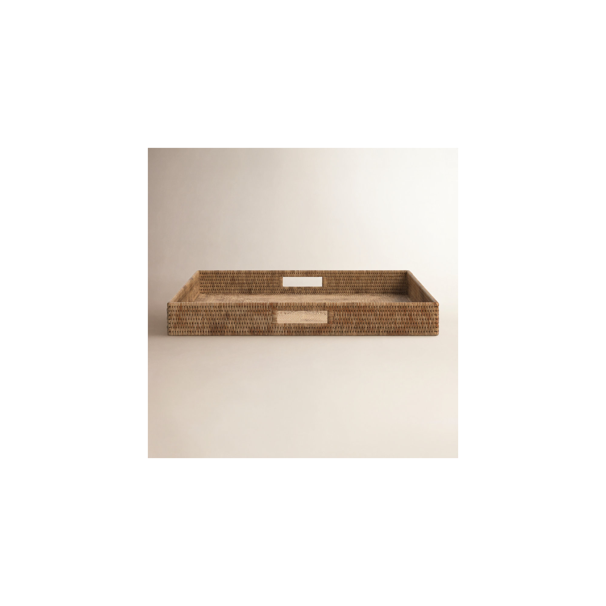 Edmond Rattan Tray - Set of 1, 3" H x 24" W x 24" D, Honey Brown