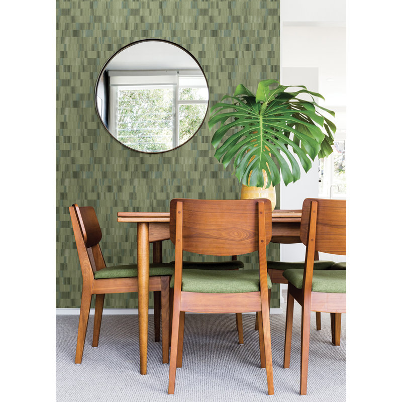 Horizontal Textured Stripe Wallpaper, Green