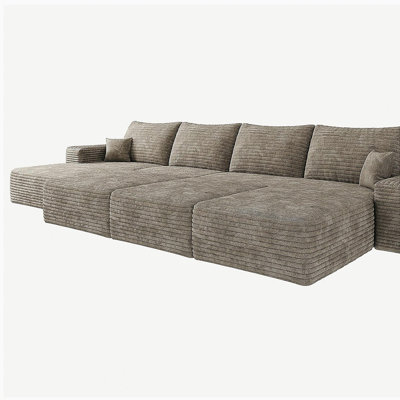 Canapé de 135 po pour canapé modulaire de 6 po, 6 pièces, sans assemblage, chameau (tissu en velours côtelé moelleux)