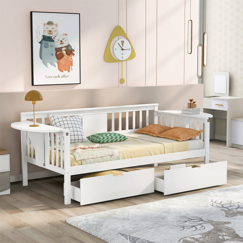 Rashann Daybed with Drawers, White, Twin