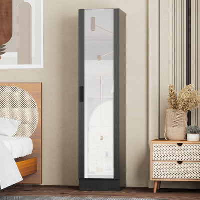 Wardrobe Armoire Closet With Mirror On The Door That Can Open From Either The Left Or Right. by Ebern Designs