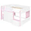 Lit mezzanine double blanc et rose, sécuritaire et stable pour dormir, avec zone de jeu inférieure, maisonnette, rose, activités-1972182878