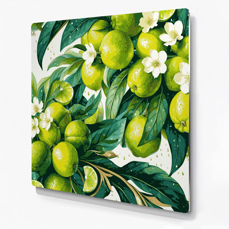 Fruit, lime vert persan, art mural en métal, H 12 po x l 12 po