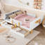 Lit plateforme double en bois massif avec tiroirs de rangement, garde-corps, tablette et crochets, sans sommier, rose-821708460-821708461