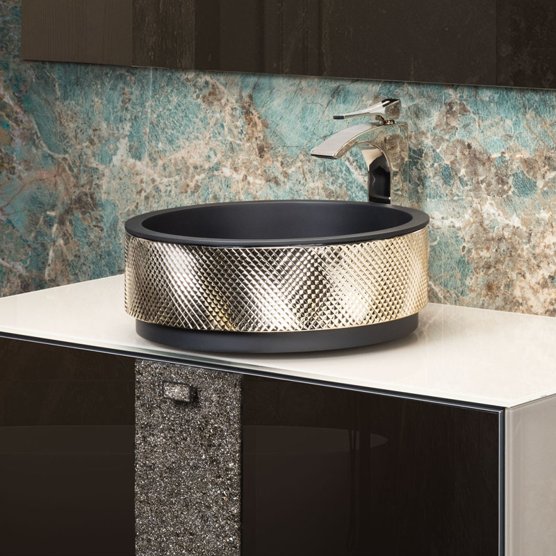 Hive 15.7'' L Bathroom Sink, Black/Bronze