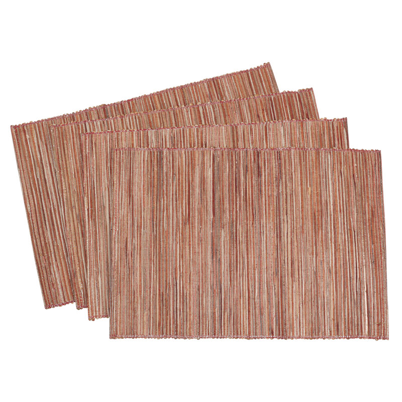 Bevis Water Hyacinth Striped Rectangle Placemat, Rust