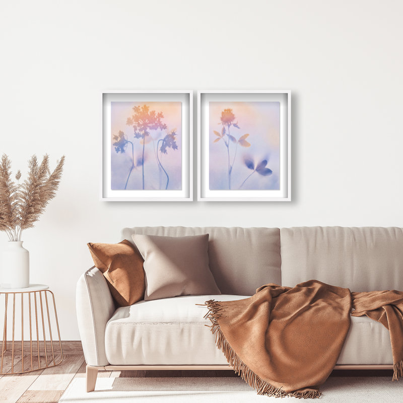 Lavender Shadows Set Shadowbox Floral & Botanical Print by Oliver Gal, Black Frame, 16 x 20, 21.5"H x 25.5"W, White Shadowbox