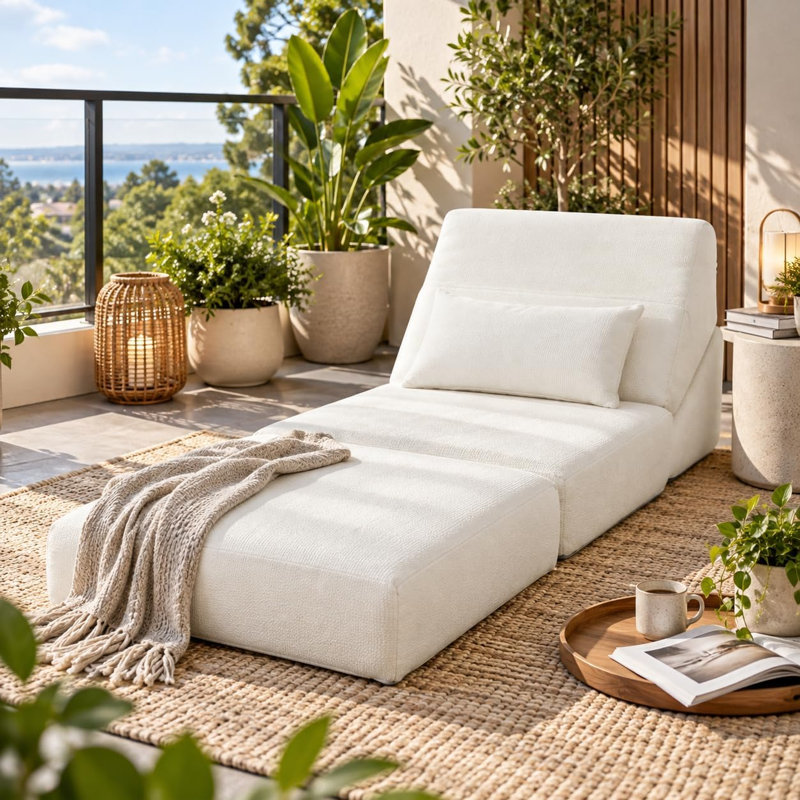 Upholstered Fabric Lounge Chair, White