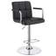 Tabouret de bar réglable noir et chromé avec accoudoirs, rembourrage moelleux et revêtement en similicuir gris pour plus de confort et de style-1295555497