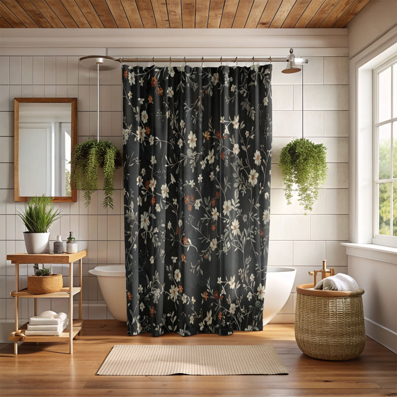 Black Lily - Premium Shower Curtain, 74"H x 71"W