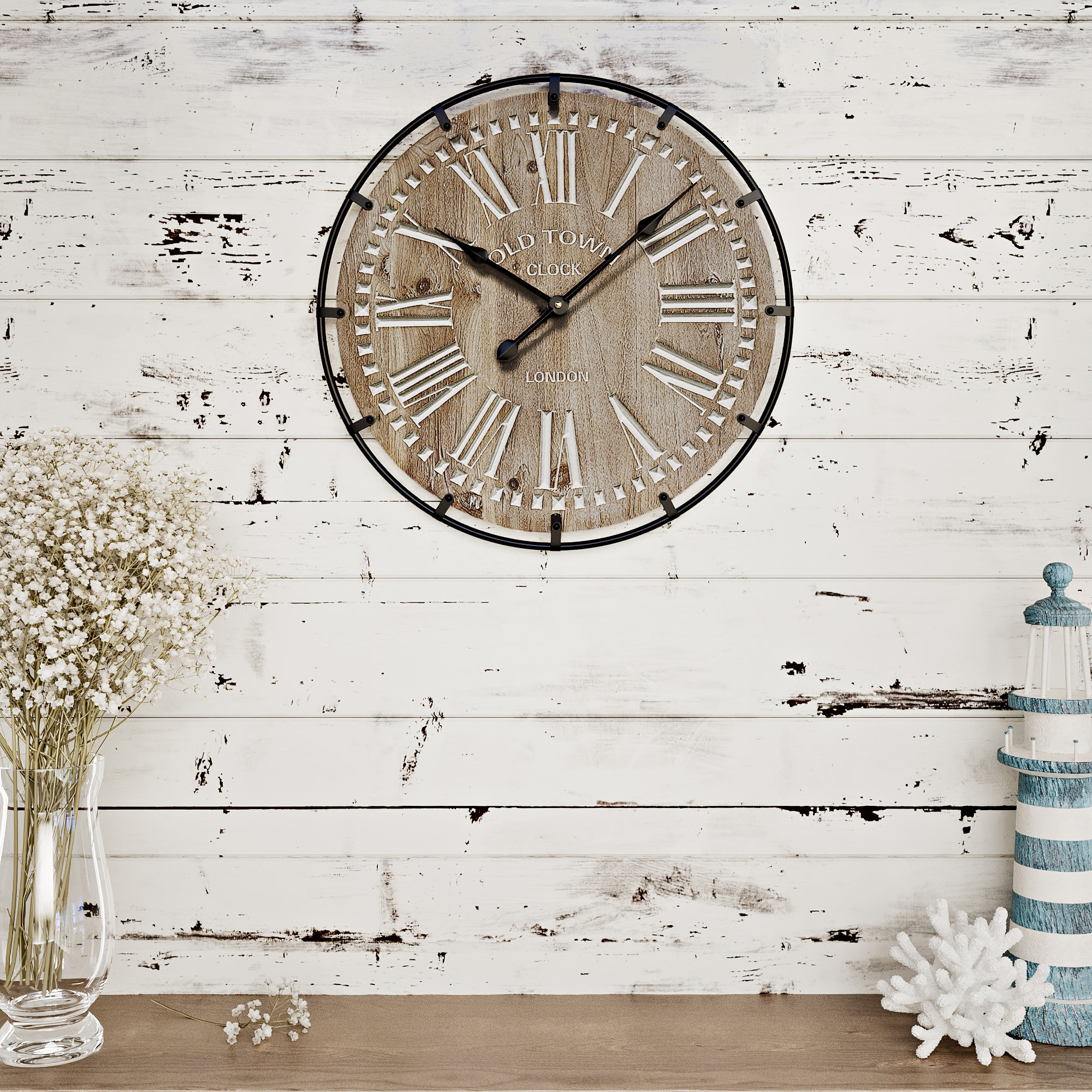 Laurel Foundry Modern Farmhouse Marcella Round Wood Farmhouse Style Wall Clock & Reviews Wayfair