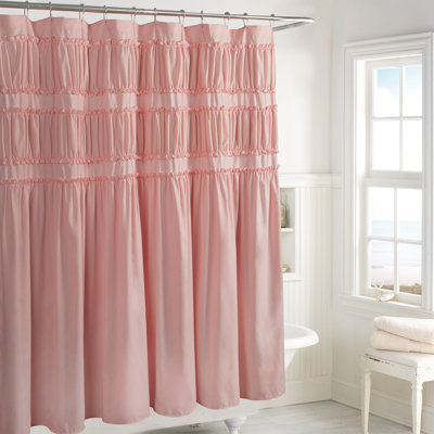 Rideau de douche à ruché à volants l 72 po x H 72 po, rideau de bain en microfibre rustique pour salle de bain, décor de maison de campagne et bohème, lavable à la machine
