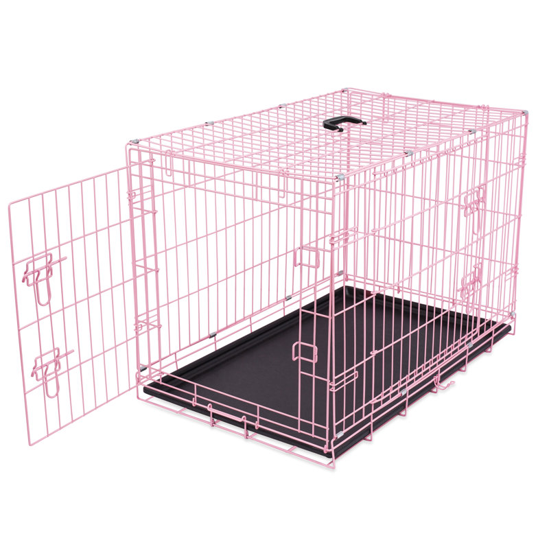 Caisse moyenne pour chien en acier pliable, Moyen (H 24 po x l 22,5 po x P 36 po), Rose