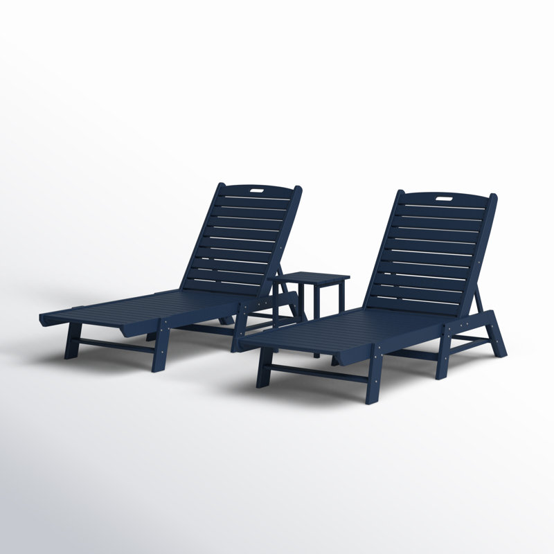 Chaise longue inclinable longue de 78,2 po avec table Laguna, Bleu marine