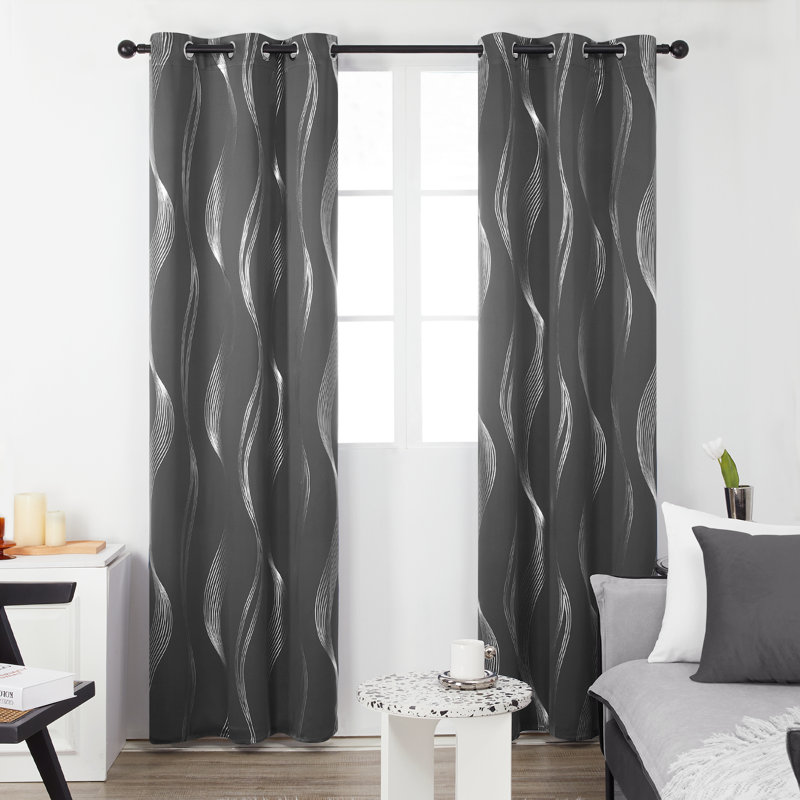 Paire de rideaux occultant et isolants avec œillets Spurgh, L 42 po x L 63 po, Gris foncé