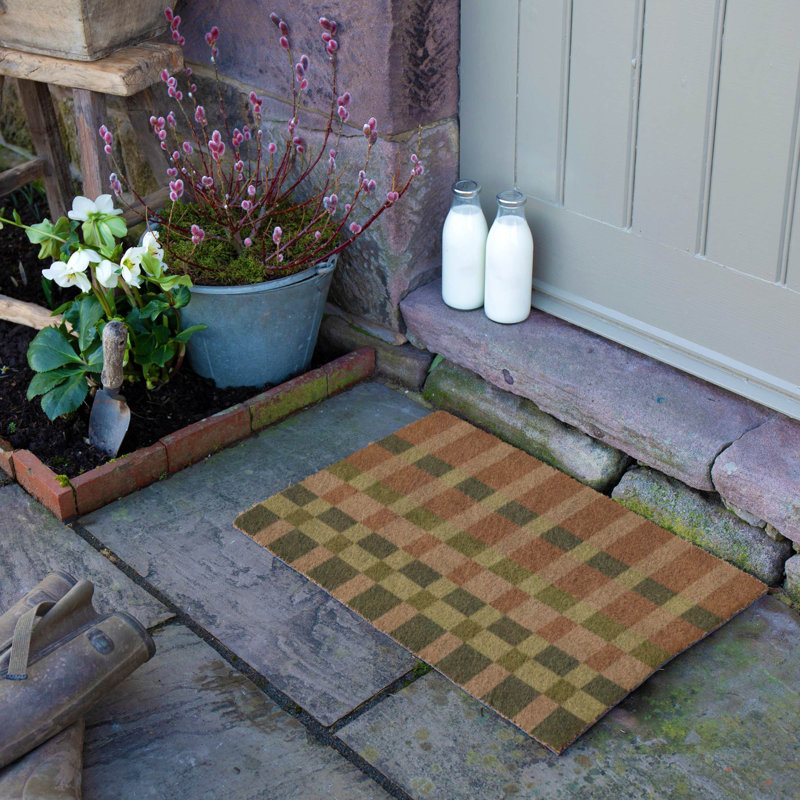 Check Coir Doormat, 40cm W x 60cm L