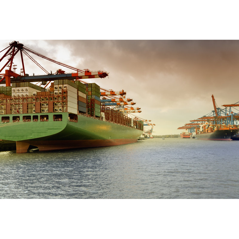 Container Ship, Waltershof - Wrapped Canvas Print, 61cm H x 91cm W x 3.8cm D