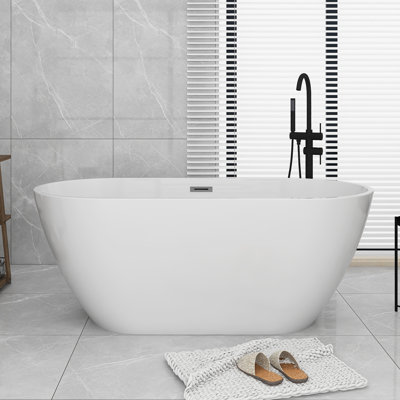 Baignoire de trempage autoportante en acrylique blanc lustré 59 po x 31 po
