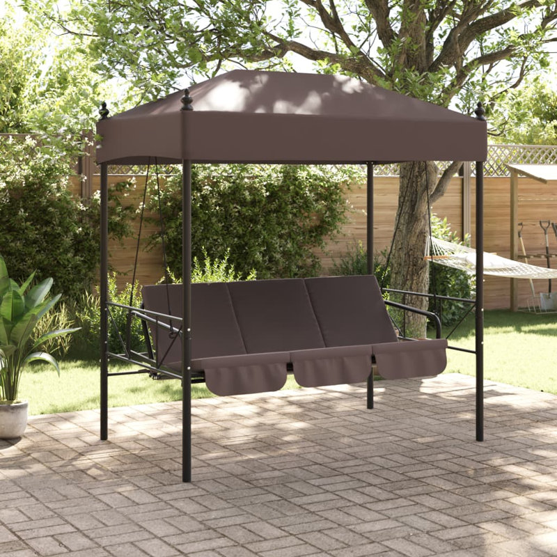 Banc de patio avec auvent en acier Arlmont & Co., Brun