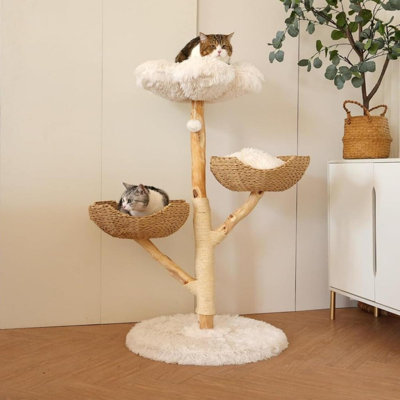 Tour pour arbre à chat moderne en bois massif pour chats d'intérieur