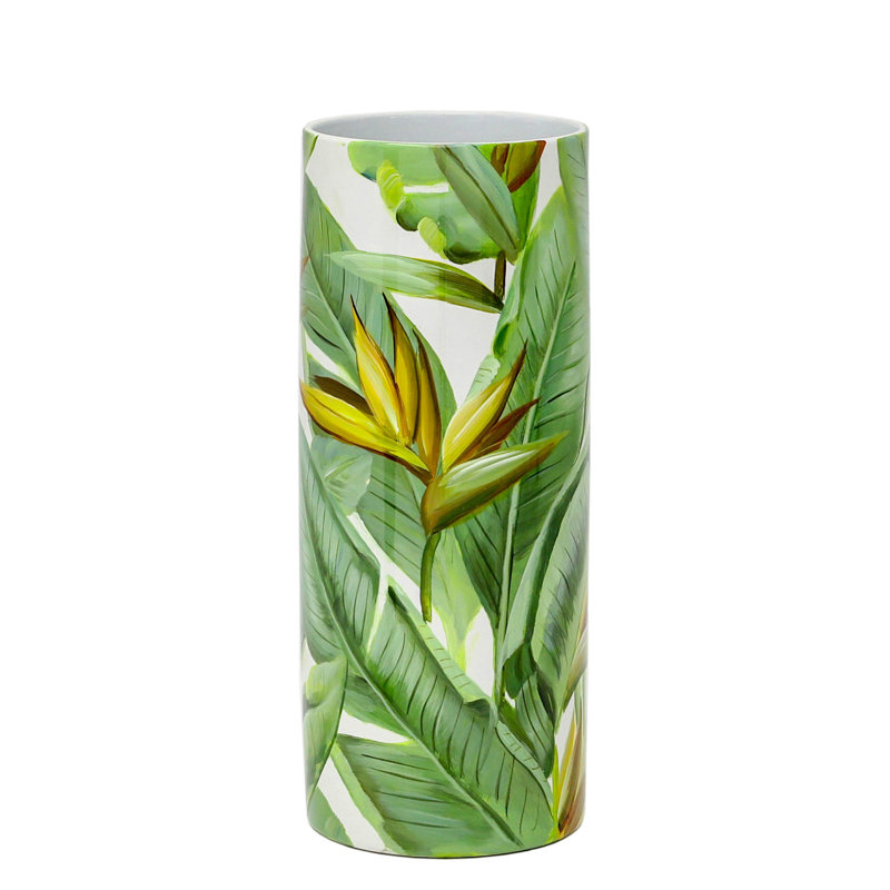 BIRD OF PARADISE VASE, 16.14" H x 6.3" W x 6.3" D
