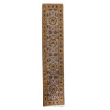 Hand Knotted Wool Oriental Area Rug in Grey And Gold