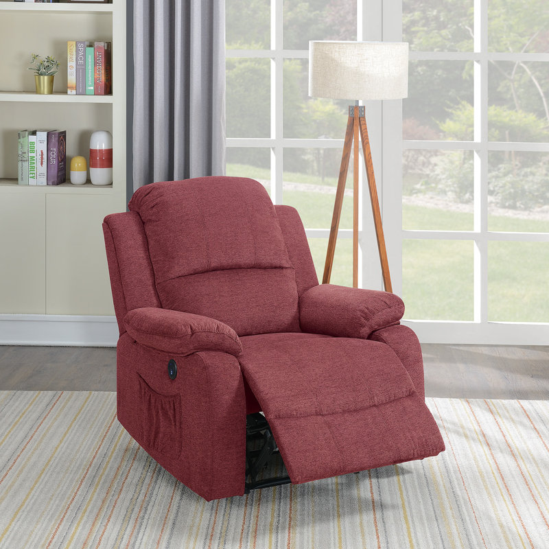 Fauteuil inclinable électrique standard en velours de 23 po Mahan, Rouge paprika