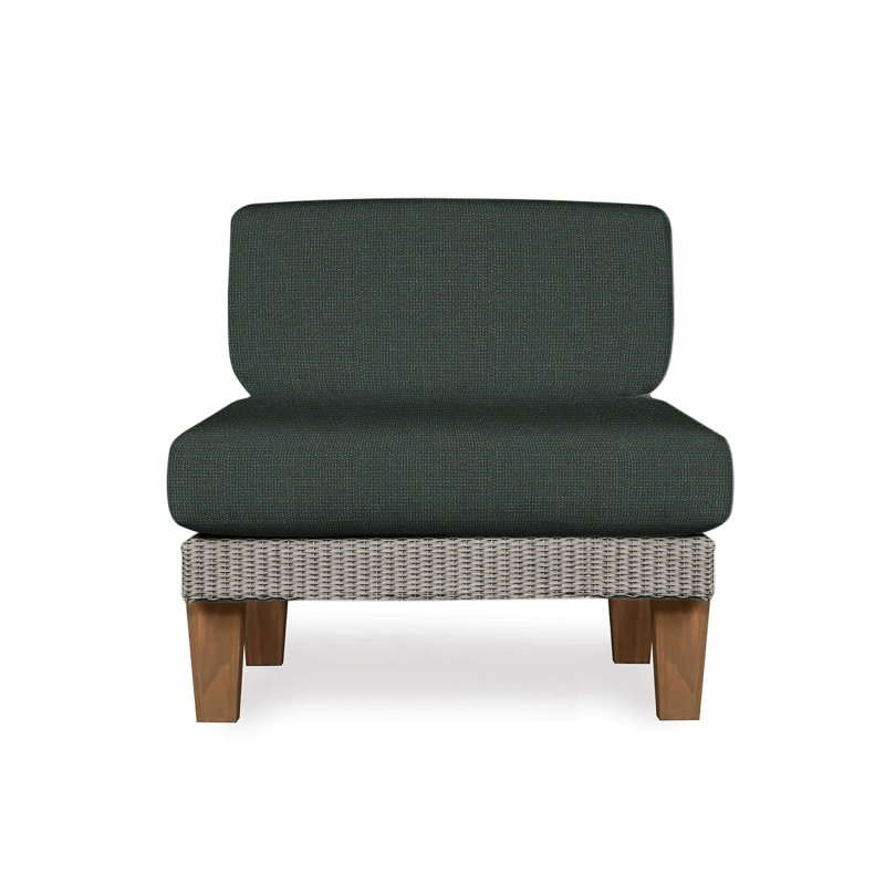 Catalina Outdoor Teak Lounge Chair, Canvas Black Sunbrella® Canvas, Pewter