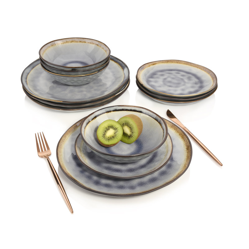 Ruth 12 Piece Dinnerware Set, Service for 4, Purple