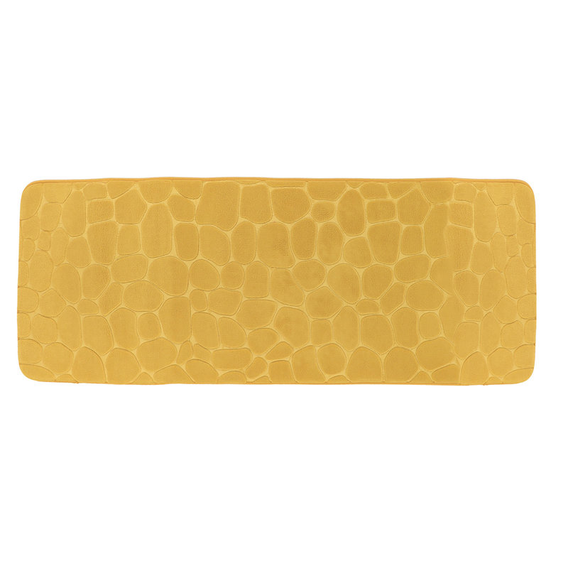 Pebble Runner Mat - Memory Foam - 48"L x 18"W for Kitchen, Bathroom and more, Yellow Mustard