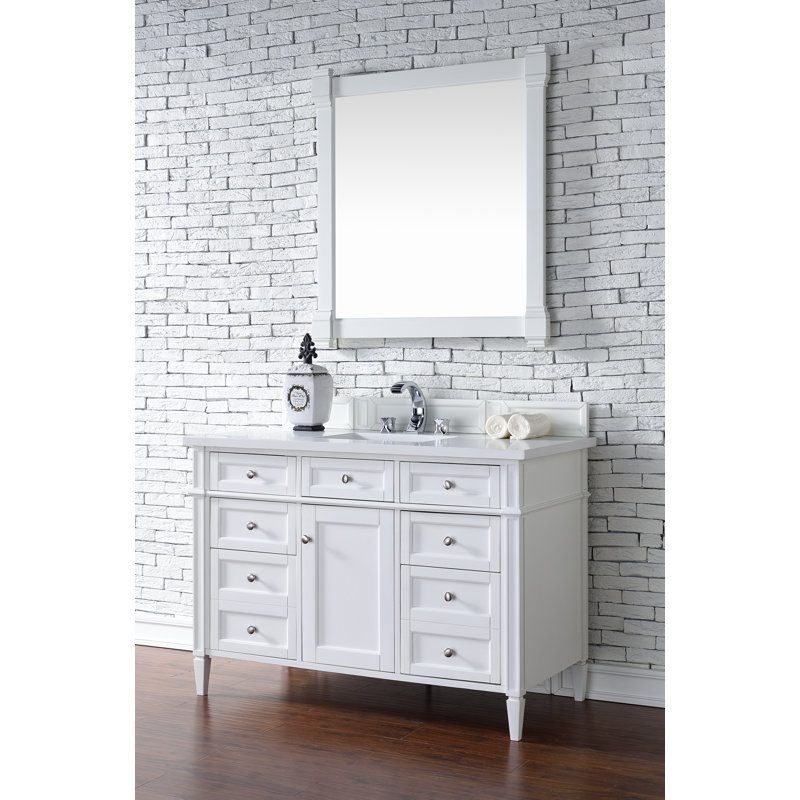Brittany 48'' W Single Vanity, Bright White, White Zeus, Single-Hole