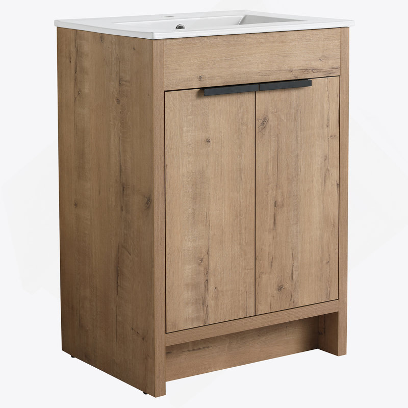 Meuble-lavabo autoportant 24 po 2 portes à fermeture en douceur ((KD-PACKING), meuble-lavabo sans comptoir