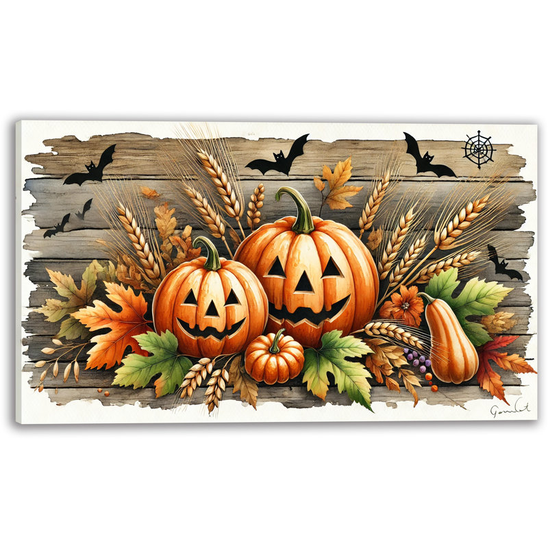 Toile de récolte de citrouille d'Halloween rustique, H 16 po x l 24 po x P 1,5 po