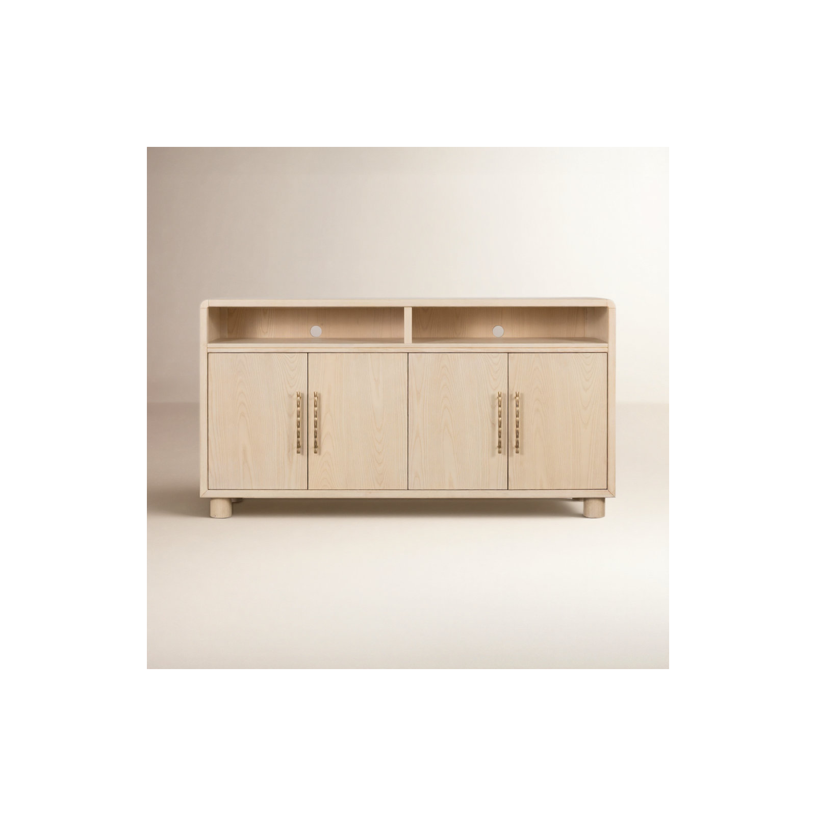 Clifford Four Door Two Shelf Sideboard In White Sand