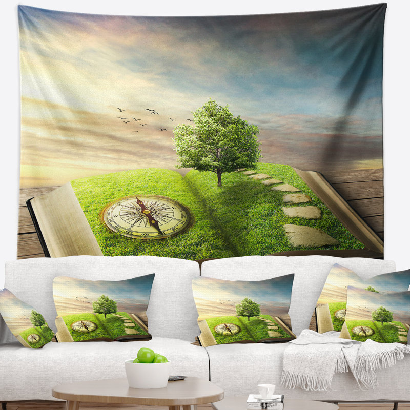 Paysage, livre de vie avec tapisserie verdoyante, H 68 po x l 80 po
