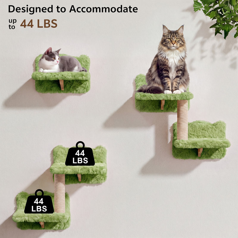 Ensemble de 9 étagères pour arbre à chat mural, Vert